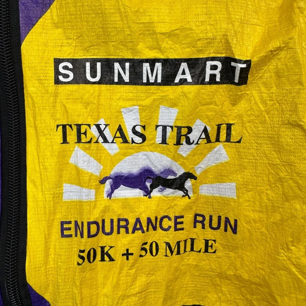 Vintage 90s Texas Trail Tyvek Endurance Run‎ Jacket Purple Yellow Sun Horse Sz L